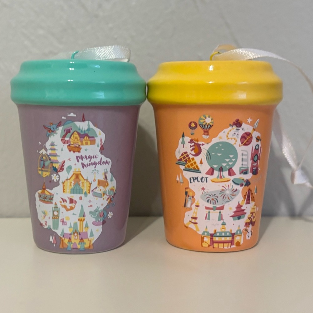 Starbucks Disney Magic Kingdom/Epcot Park Map Ceramic Christmas Ornaments